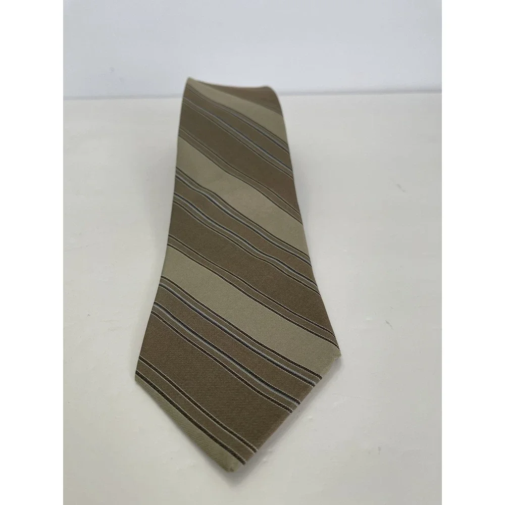 Vintage GIVENCHY Monsieur‎ Neck Tie Mens Brown Blue Stripes Retro 3